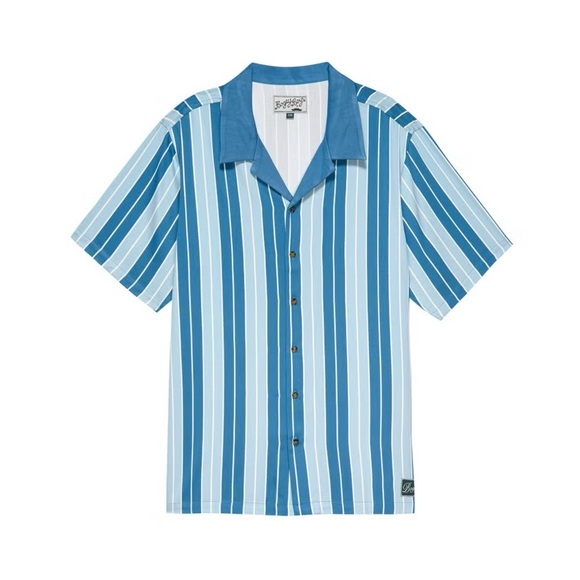 Casual Blue and White Striped Button Down Shirt - Picture 1 of 5